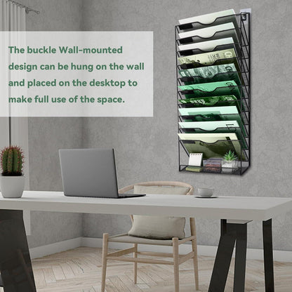 Zeitschriftenständer 11 Ebenen Wandmontage A4 Büro Organizer