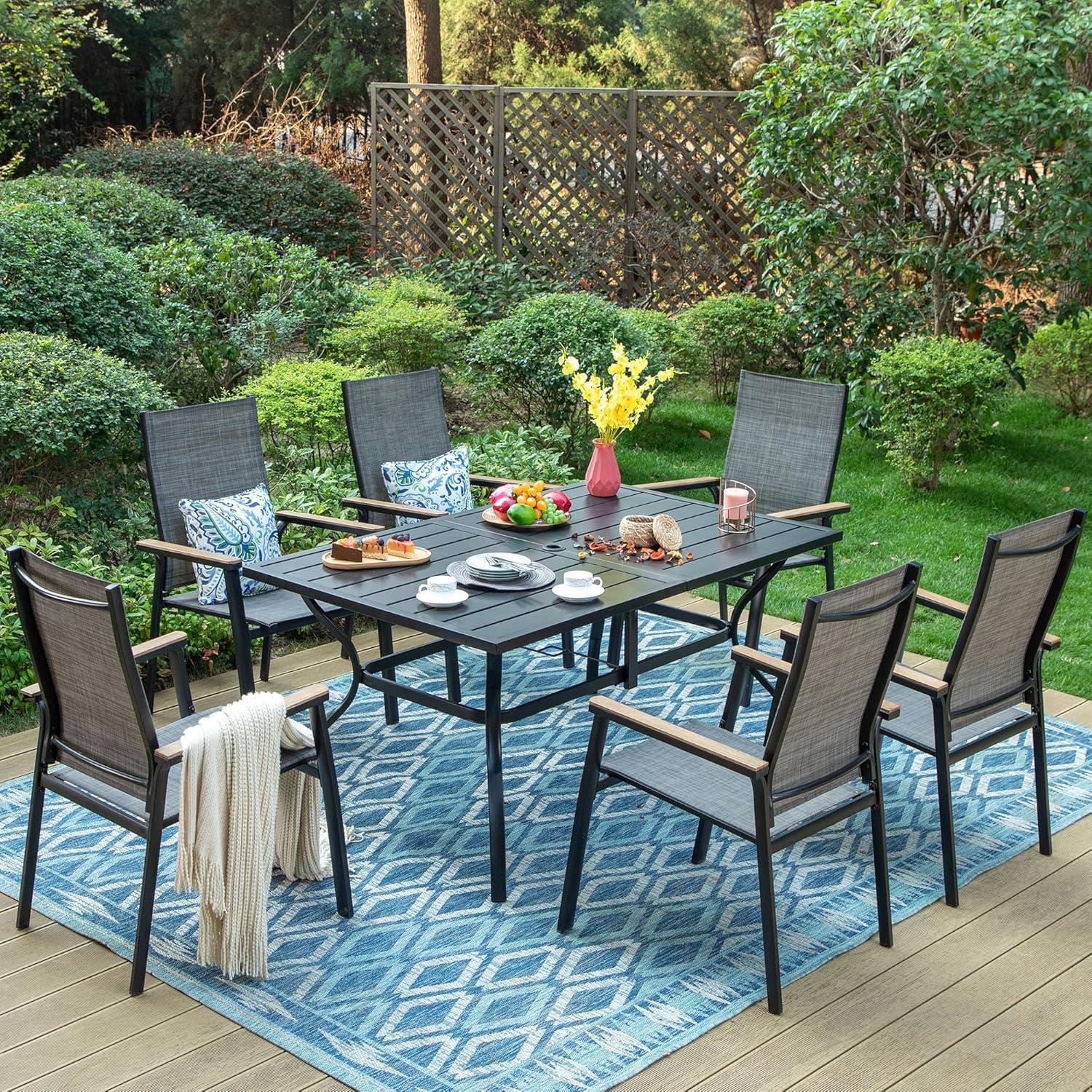 Gartenmöbel Set Terrasse Gartentisch 6 Stühle Outdoor Tisch Stapelbare
