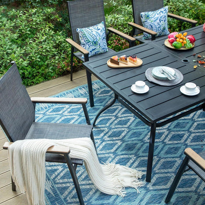 Gartenmöbel Set Terrasse Gartentisch 6 Stühle Textilene Bistro Outdoor