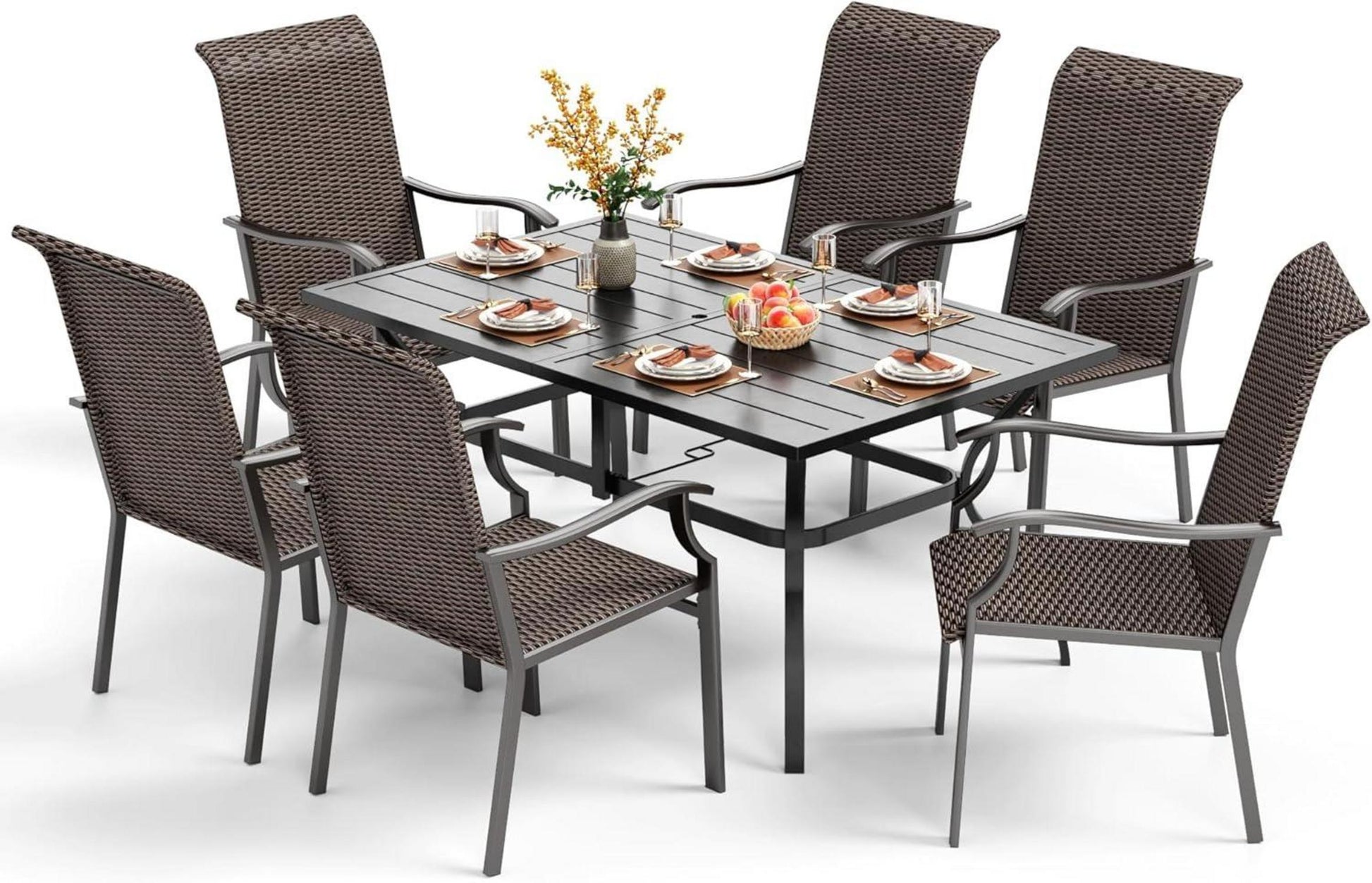 Rattan Gartenmöbel Set 7-teilig für Balkon und Terrasse