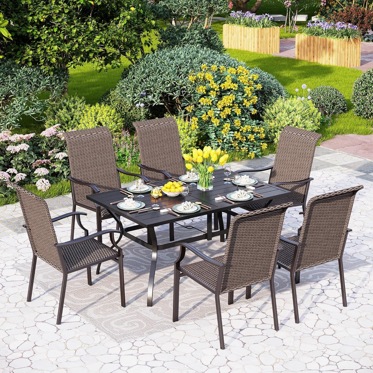 PHIVILLA 7-teiliges Rattan Gartenmöbel Set für Balkon und Terrasse