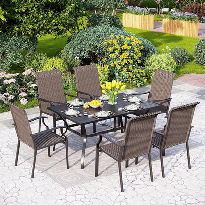 PHIVILLA 7-teiliges Rattan Gartenmöbel Set für Balkon und Terrasse