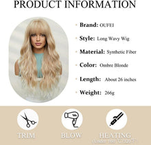 Lange Gewellt Blonde Synthetische Perücke Hitzebeständig für