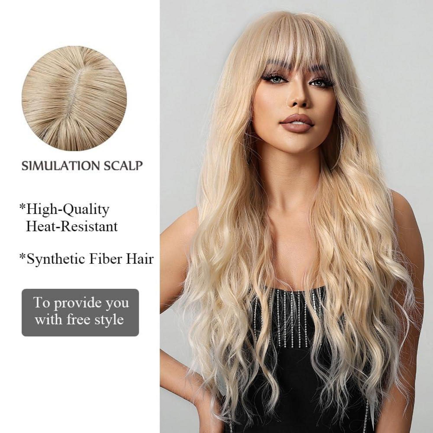 Blonde Gewellte Synthetische Hitzebeständige Perücke für Frauen