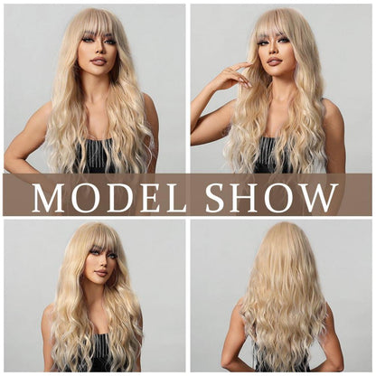 Lange Gewellte Blonde Synthetische Perücke für Frauen