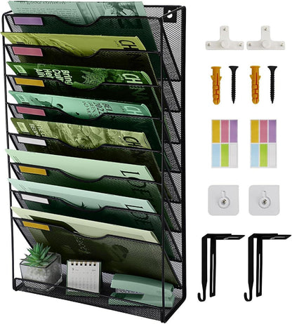 Zeitschriftenhalter 9 Ebenen Wandmontage A4 Büro Organizer
