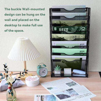 Zeitschriftenhalter 9 Ebenen Wandmontage A4 Büro Organizer