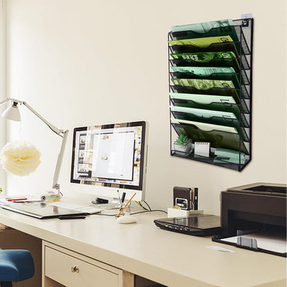 Zeitschriftenhalter 9 Ebenen Wandmontage A4 Büro Organizer Mesh Stand