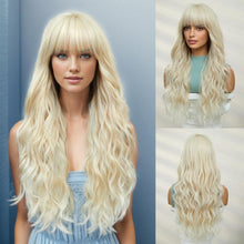 Natürliche Platinblonde Synthetische Lange Perücke mit Pony