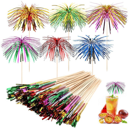 50 Cocktailspieße Feuerwerk Deko – 23cm Party Bar Getränke