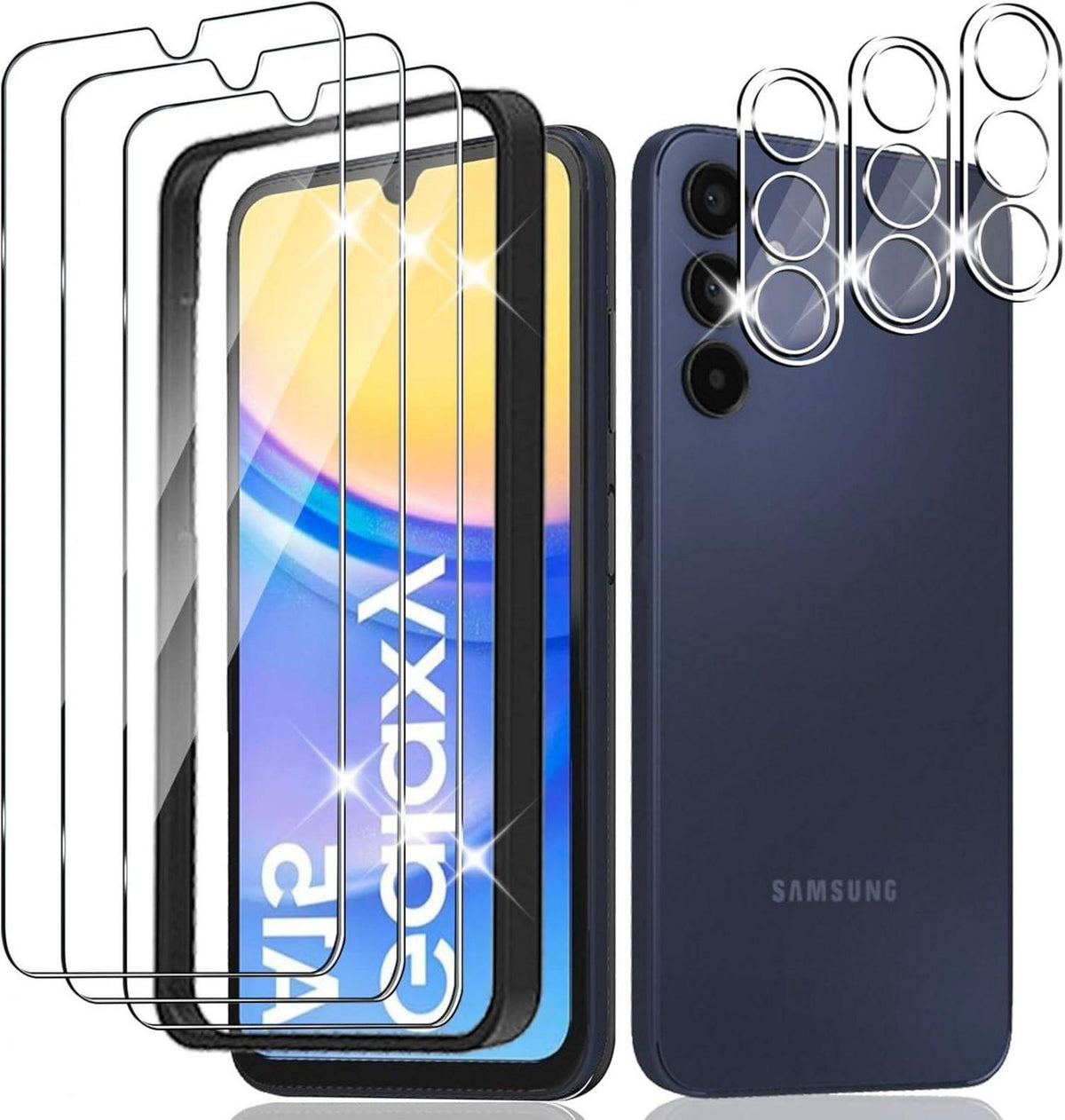 Schutzfolie Samsung Galaxy A15 Panzerglas 3 Stk Anti-Kratz 9H HD