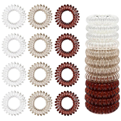 12er Set Spiral Haargummis Damen Telefonkabel Zopfgummis