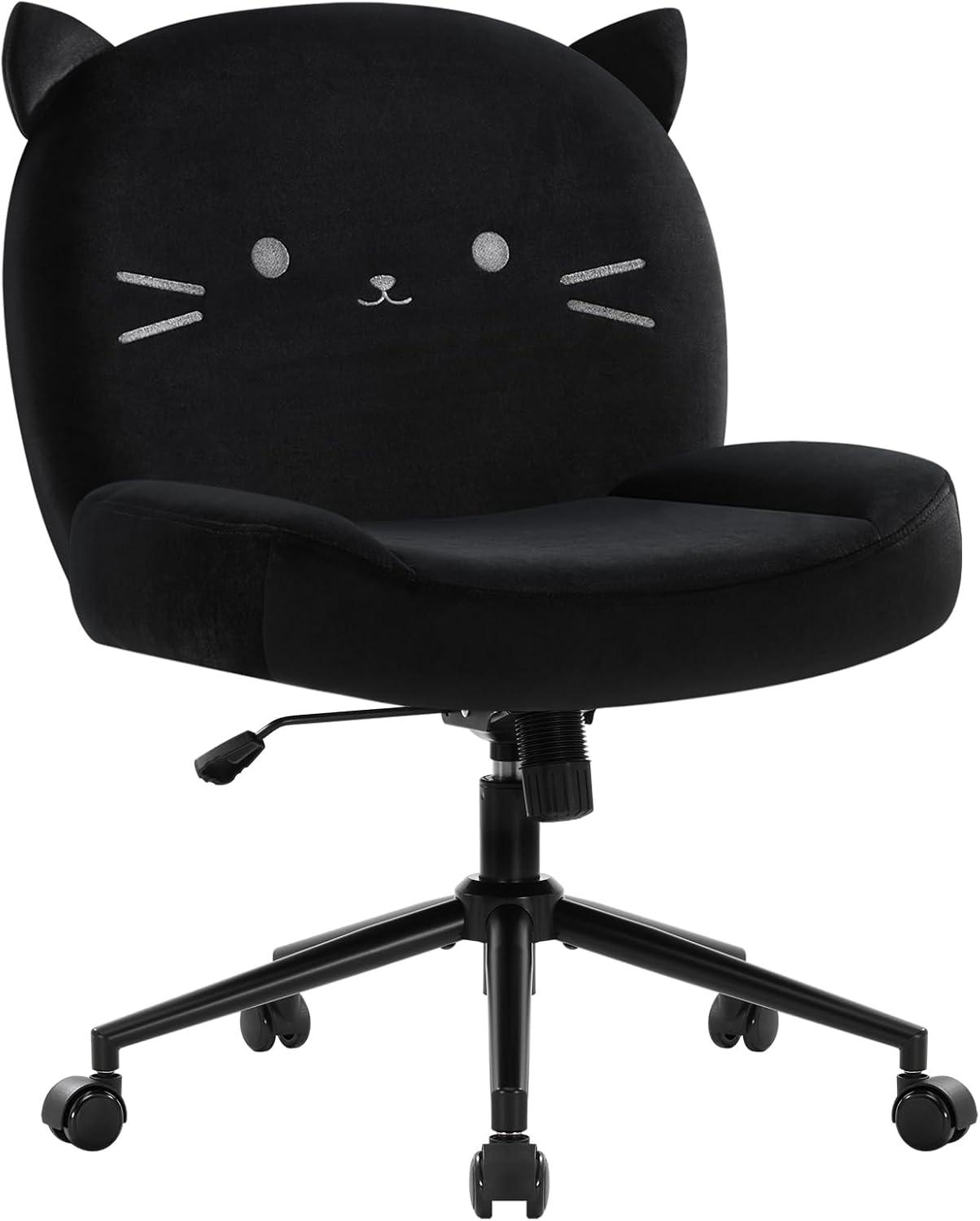 Bürostuhl ohne Armlehnen, Höhenverstellbar Drehstuhl mit Rollen, Ergonomischer Stuhl