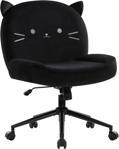 Bürostuhl ohne Armlehnen, Höhenverstellbar Drehstuhl mit Rollen, Ergonomischer Stuhl