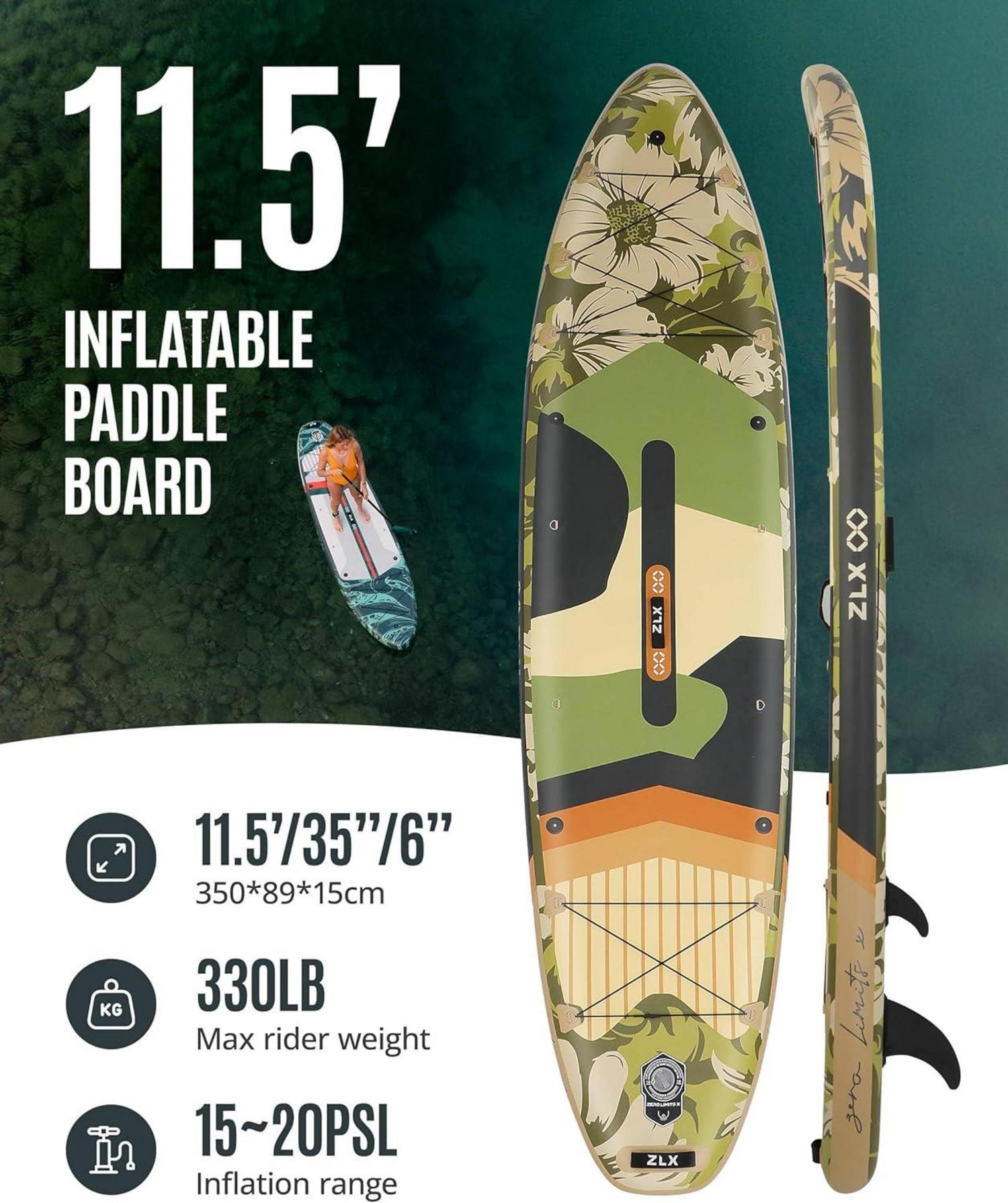 ZLX 350 cm Aufblasbares Stand Up Paddle Board Premium SUP für alle