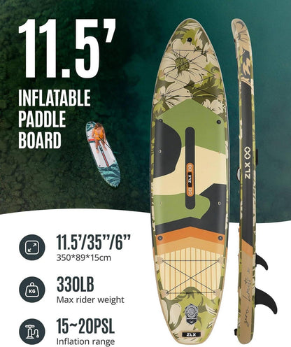ZLX 350 cm Aufblasbares Stand Up Paddle Board Premium SUP für alle