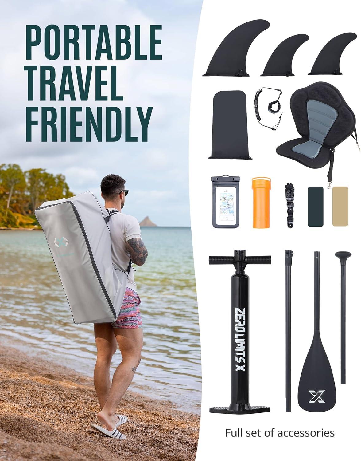 Aufblasbares Stand Up Paddle Board 350 cm - Premium SUP Board für alle Levels - Stabil rutschfest verstellbar mit Leash & Tragetasche