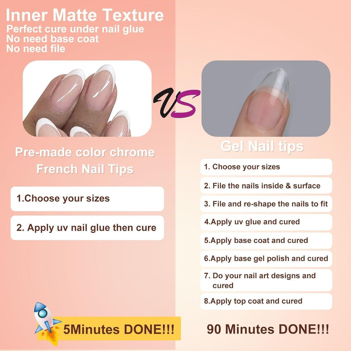 French Press On Nails Kurz Mandel Weiß Arc