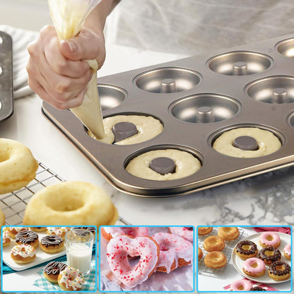 Donut Backform Set Herzform Runde Mini Mulden Donutform Antihaftbeschichtet