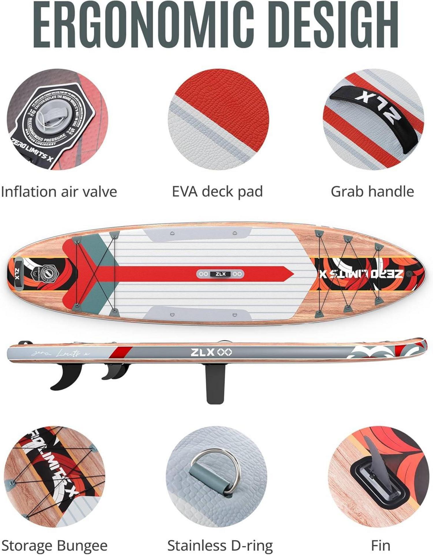 ZLX 320 cm Aufblasbares Stand Up Paddle Board SUP Board für alle Skill Levels Stabiles Design Rutschfestes Deck Adjustabe Paddling Leash Tragetasche
