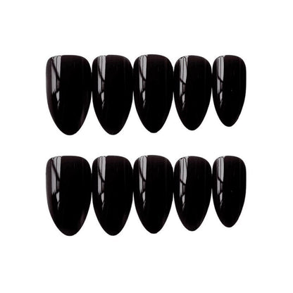 24 Stück Schwarz Glossy Oval Kurz Kunstnägel Fake Nails