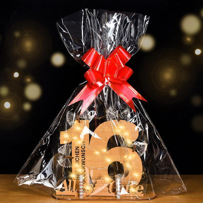 16. Geburtstag Mädchen Junge LED Lichterkette Holz Gästebuch Ständer Tischdeko