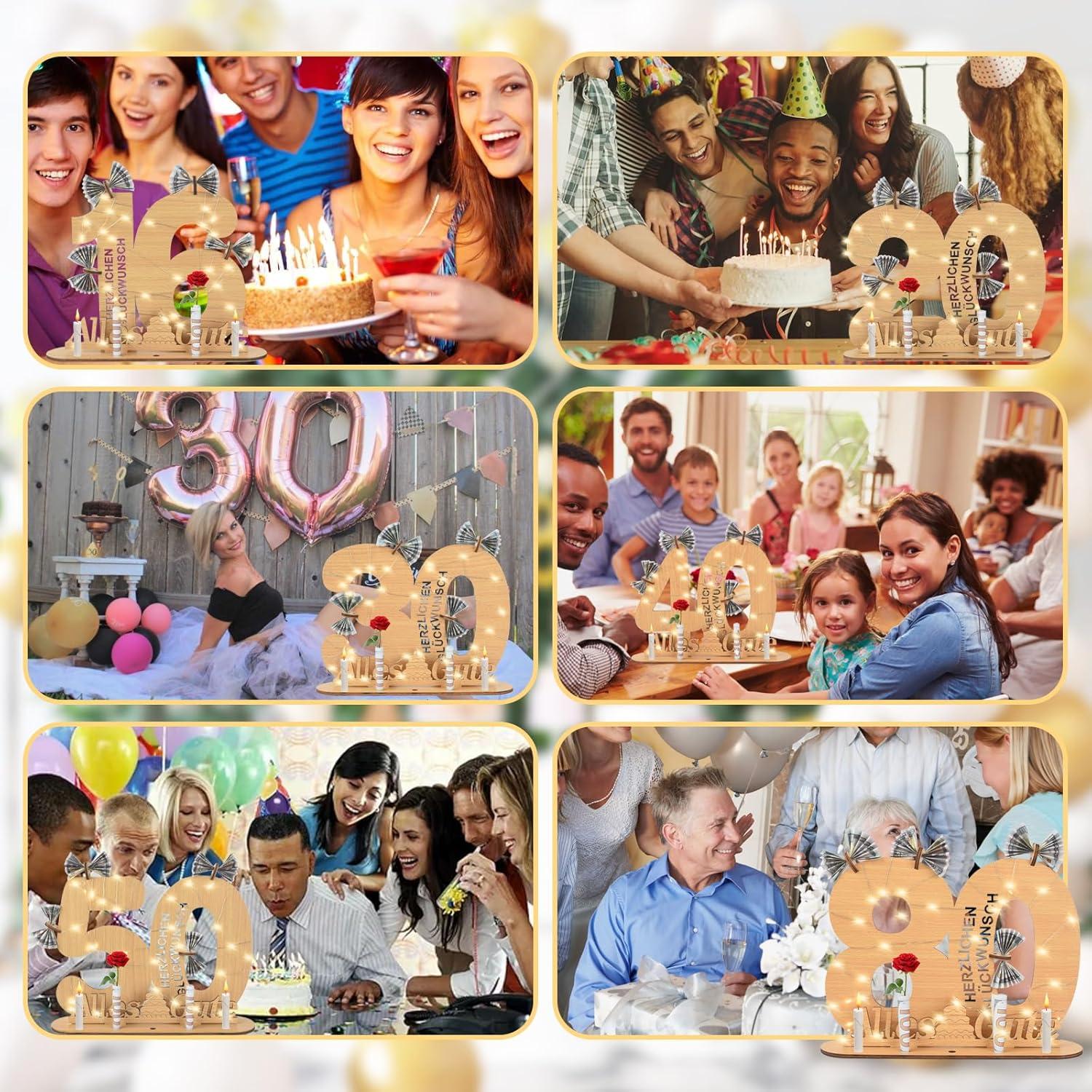 16. Geburtstag Mädchen Junge LED Lichterkette Holz Gästebuch Ständer Tischdeko