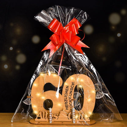 Geburtstag Deko Gästebuch LED Lichterkette Holz Geldgeschenke