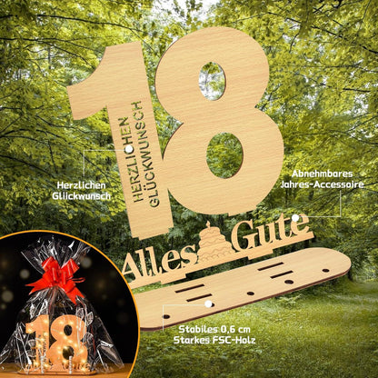 60. Geburtstag Geldgeschenk Gästebuch LED Lichterkette Holz Tischdeko