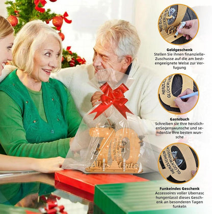 60. Geburtstag Deko Geldgeschenke Gästebuch LED Lichterkette Holz