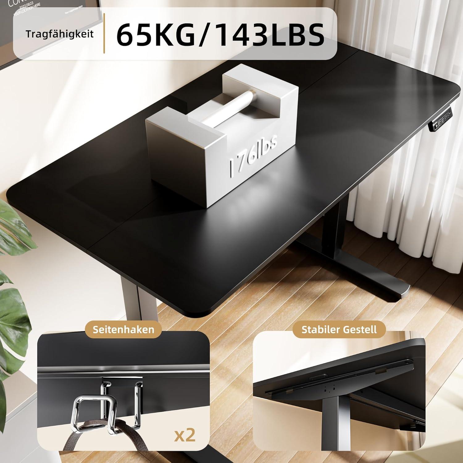 Höhenverstellbarer Schreibtisch elektrisch 110x60cm Spleißplatte