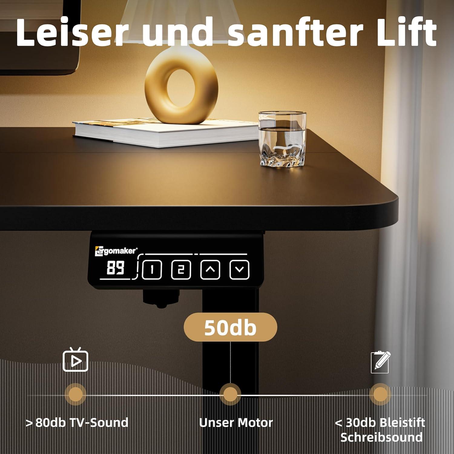 Höhenverstellbarer Schreibtisch Elektrisch 110x60cm Schwarz