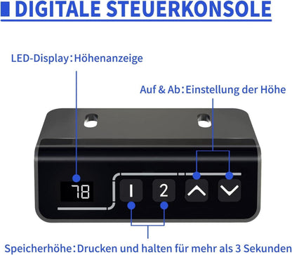 Höhenverstellbarer Schreibtisch Elektrisch 140x60cm Büro Schwarze