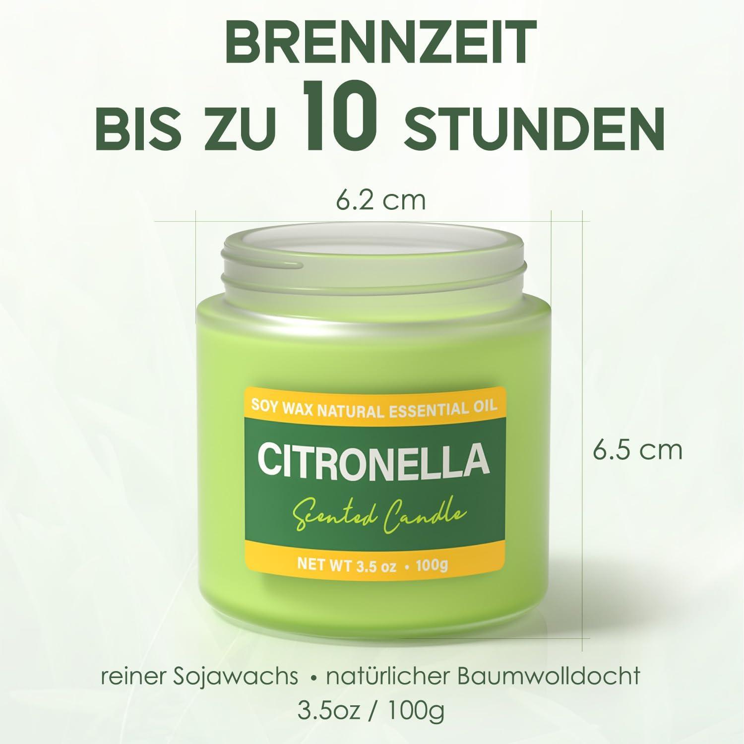 Citronella Kerze Outdoor - 20h Brenndauer - Duftkerze im Glas - 2er