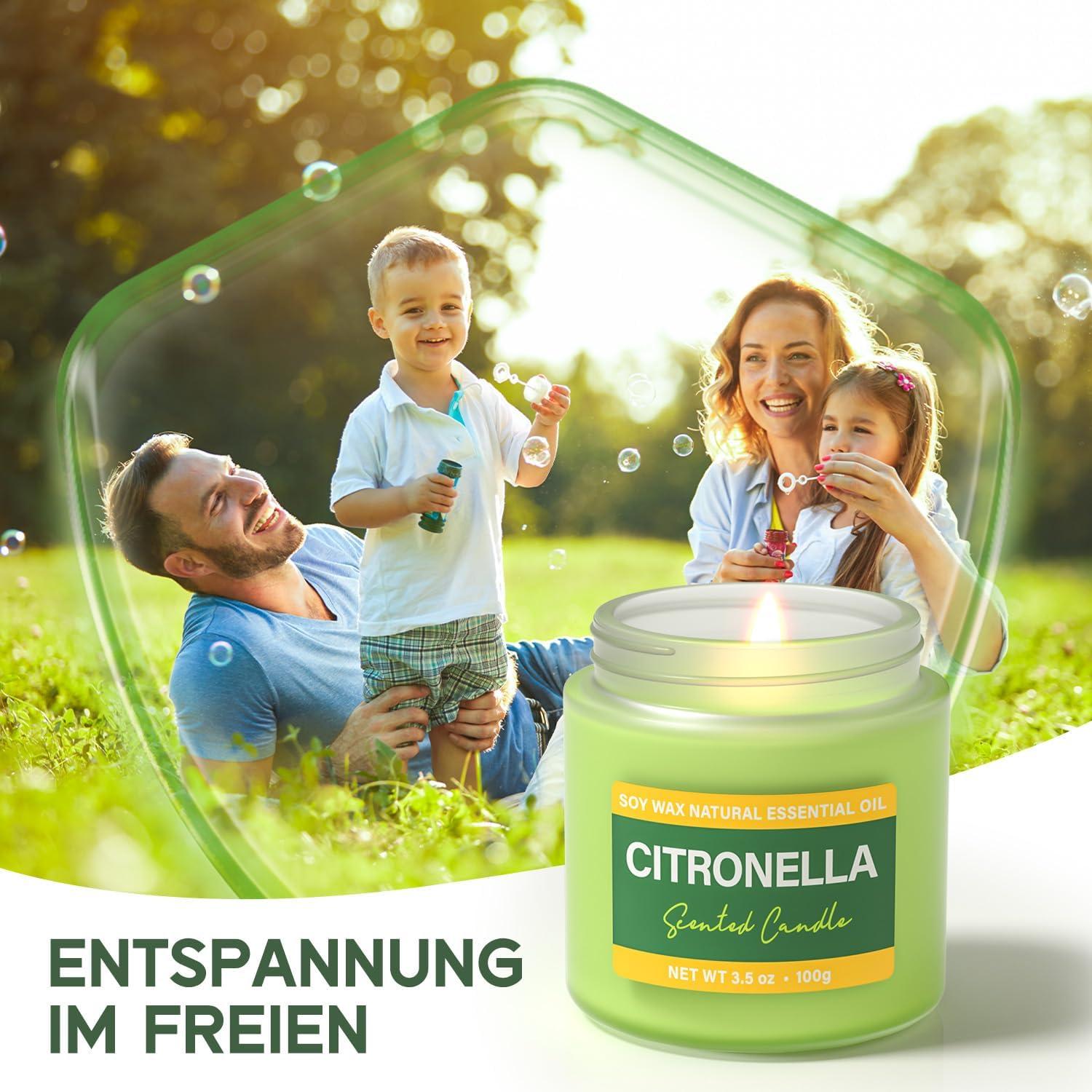 Citronella Kerze Outdoor 20h Brenndauer Glas 2er Set Lemongrass Duft