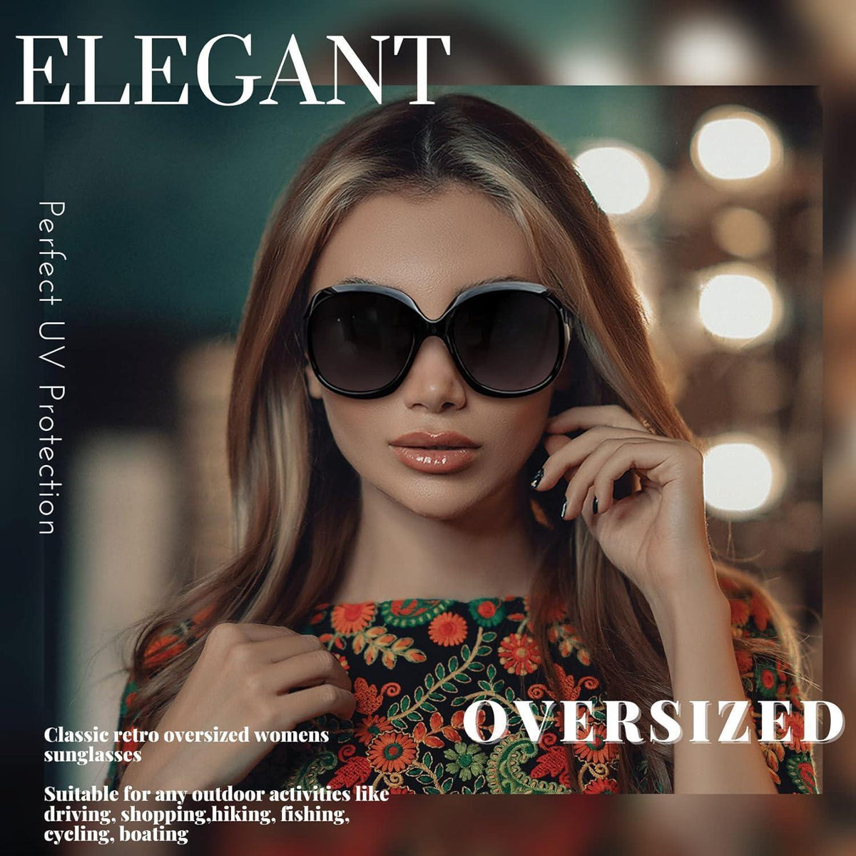 Übergroße Damen Sonnenbrille polarisiert UV400 im Retro-Stil