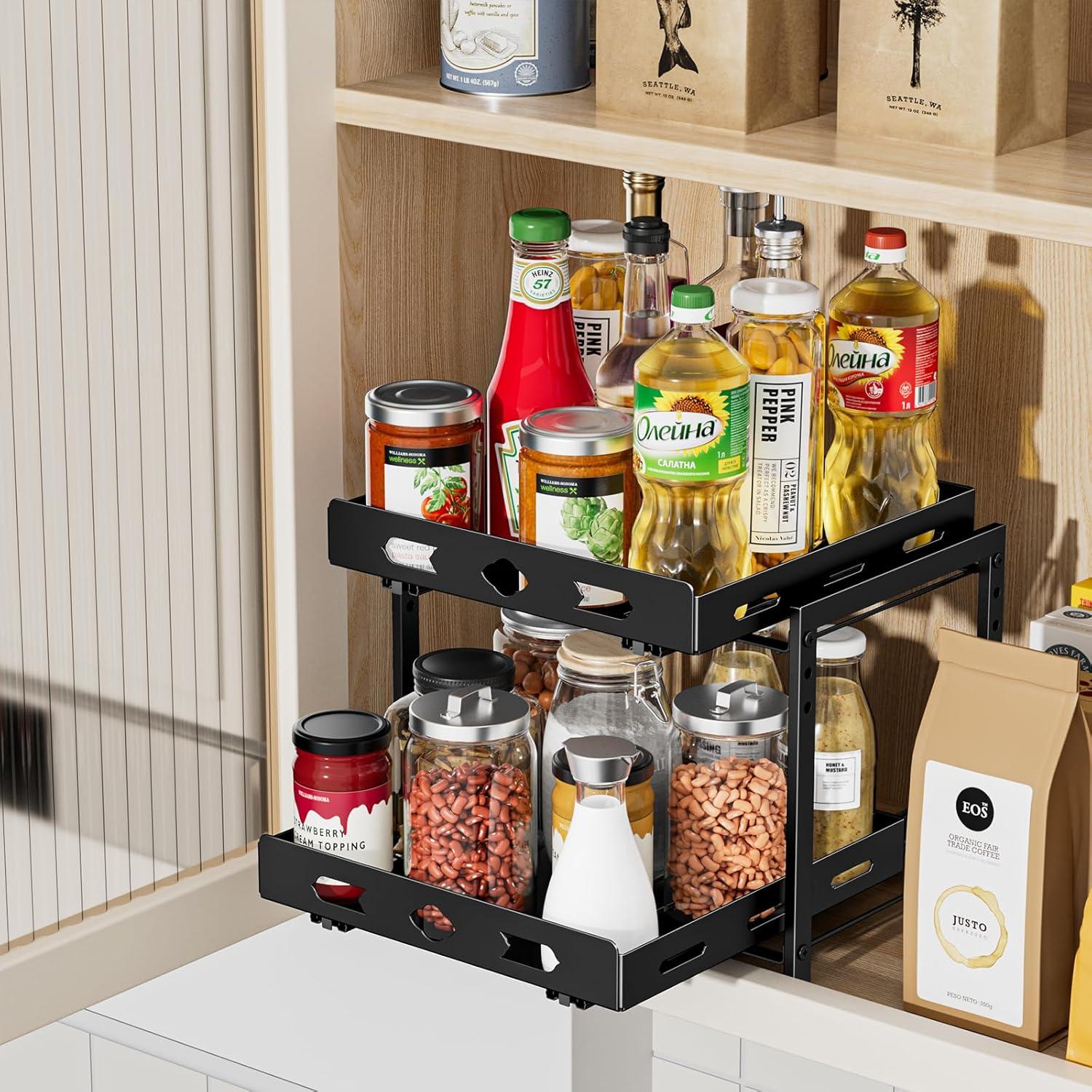 Gewürzregal Schrank Ausziehbar 2 Etagen Höhenverstellbar 29.8x27.5x23.2cm