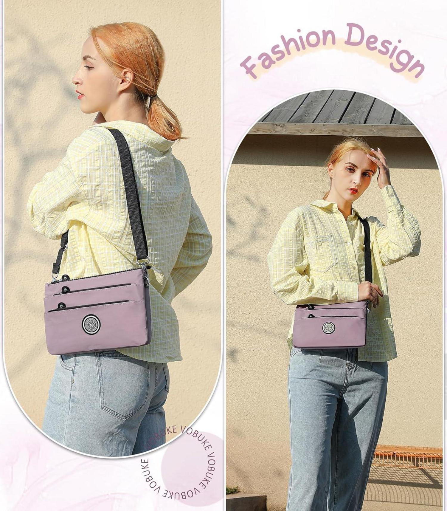 Umhängetasche Damen Nylon Wasserdicht Crossbody Bag Vielzahl Fächer