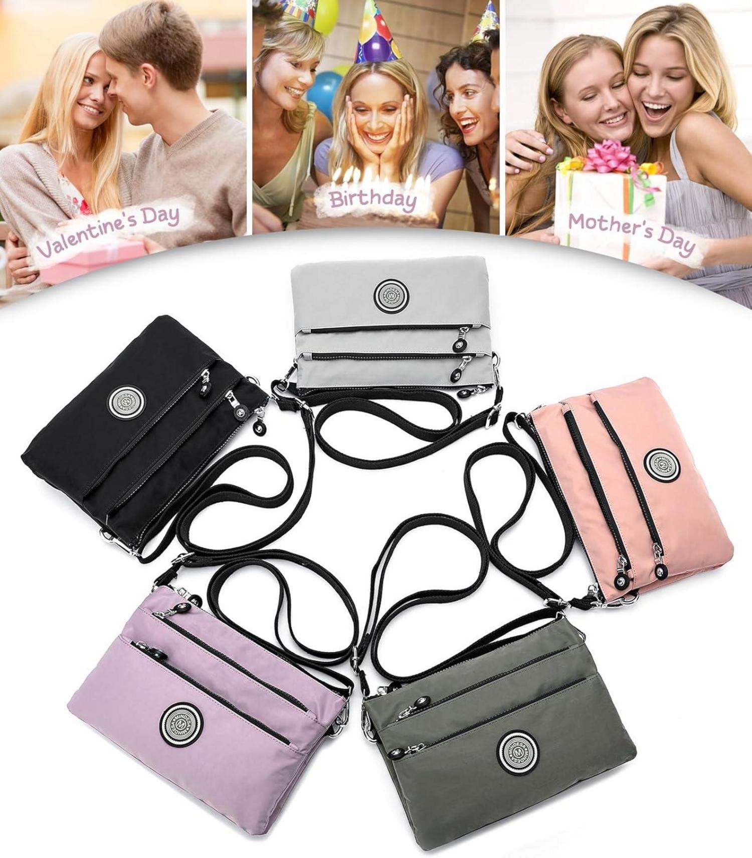 Umhängetasche Damen Nylon Mittelgroß Wasserdicht Crossbody Beere