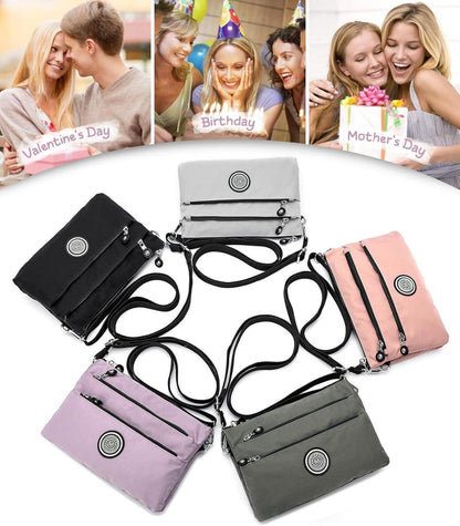 Umhängetasche Damen Nylon Mittelgroß Wasserdicht Crossbody Beere