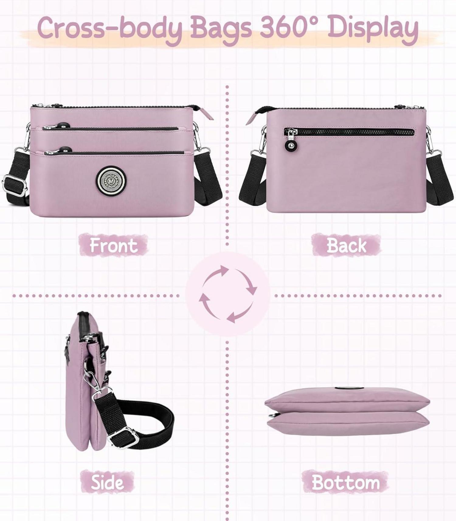Umhängetasche Damen Nylon Mittelgroß Wasserdicht Crossbody Beere