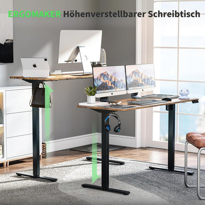 Höhenverstellbarer Schreibtisch elektrisch 140x60cm Ergonomisch Büro Braun