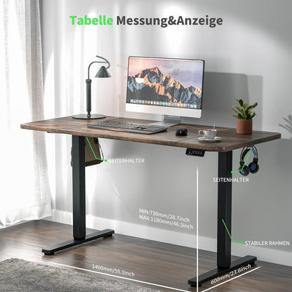 Höhenverstellbarer Schreibtisch 140x60cm Elektrisch Spleißplatte Büro Home