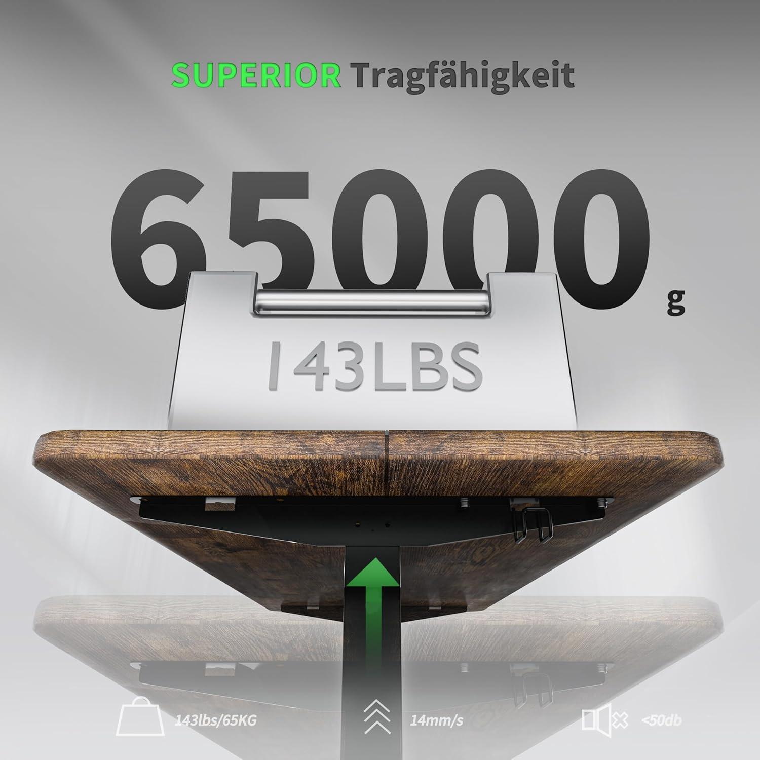 Höhenverstellbarer Schreibtisch 140x60cm Elektrisch Spleißplatte Braun