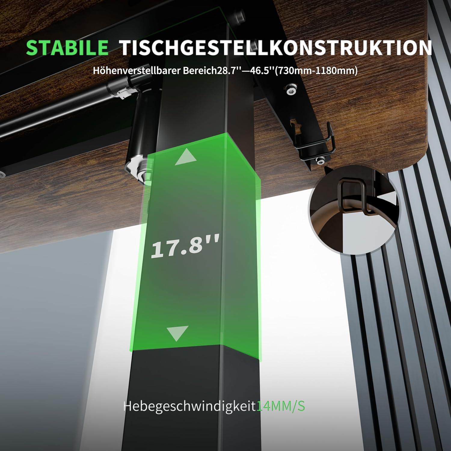 Höhenverstellbarer Schreibtisch 140x60cm Elektrisch Spleißplatte Büro Home