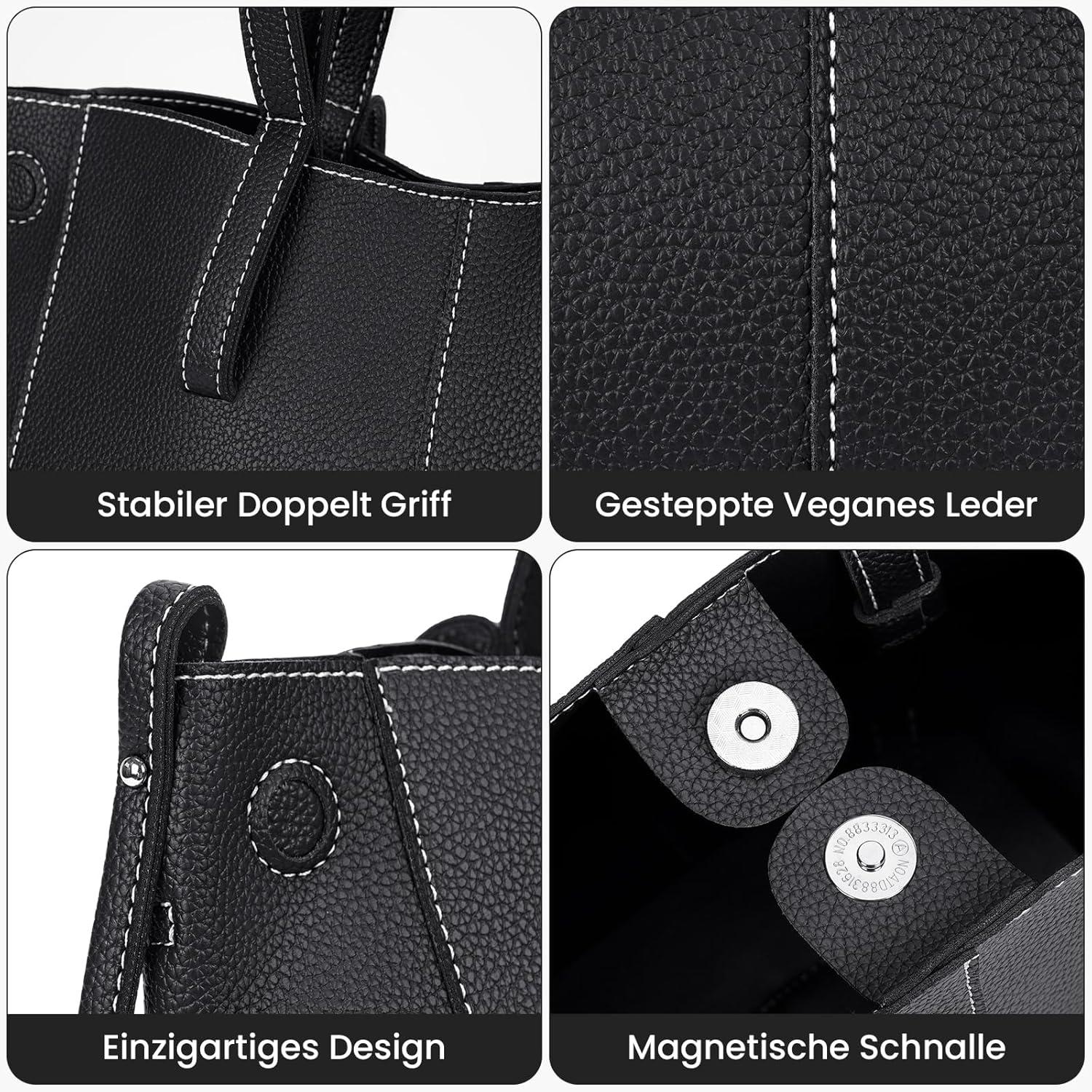 GSenhui Damen Handtasche Braun Retro Tote Bag Henkeltasche Magnetisch