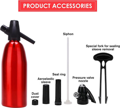 Soda Wassersprudler 1L Siphon mit Druckregler Aluminium Sprudelwasserbereiter