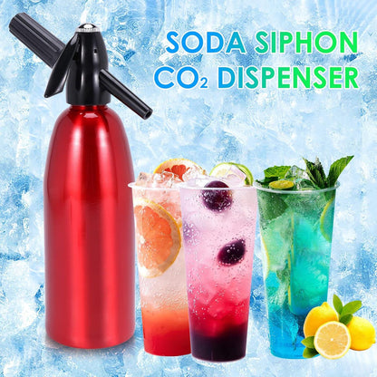 Soda Wassersprudler 1L mit Druckregler Aluminium für Cocktails Säfte