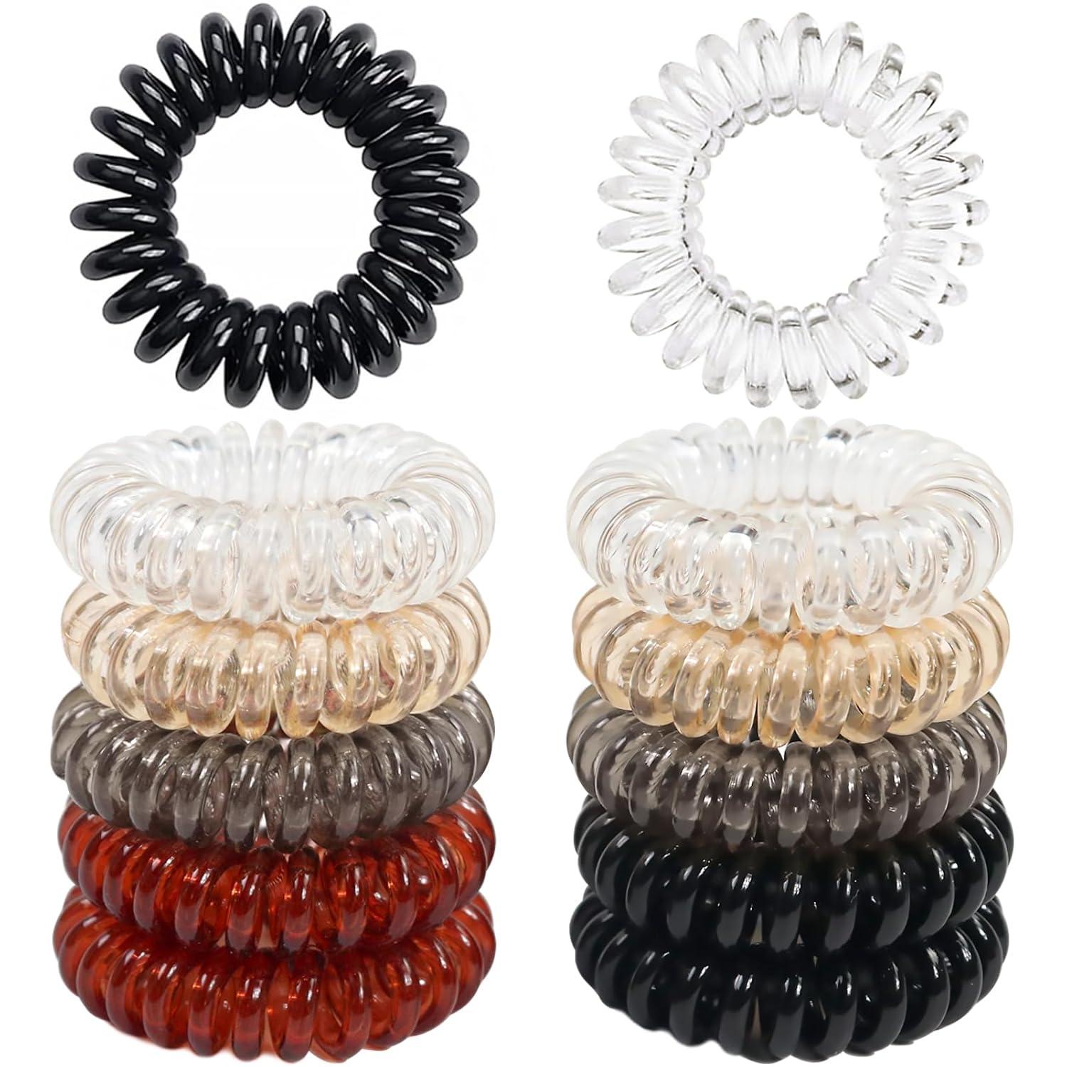 12 Stück Elastisches Spiral Haargummi Set für Mädchen & Frauen