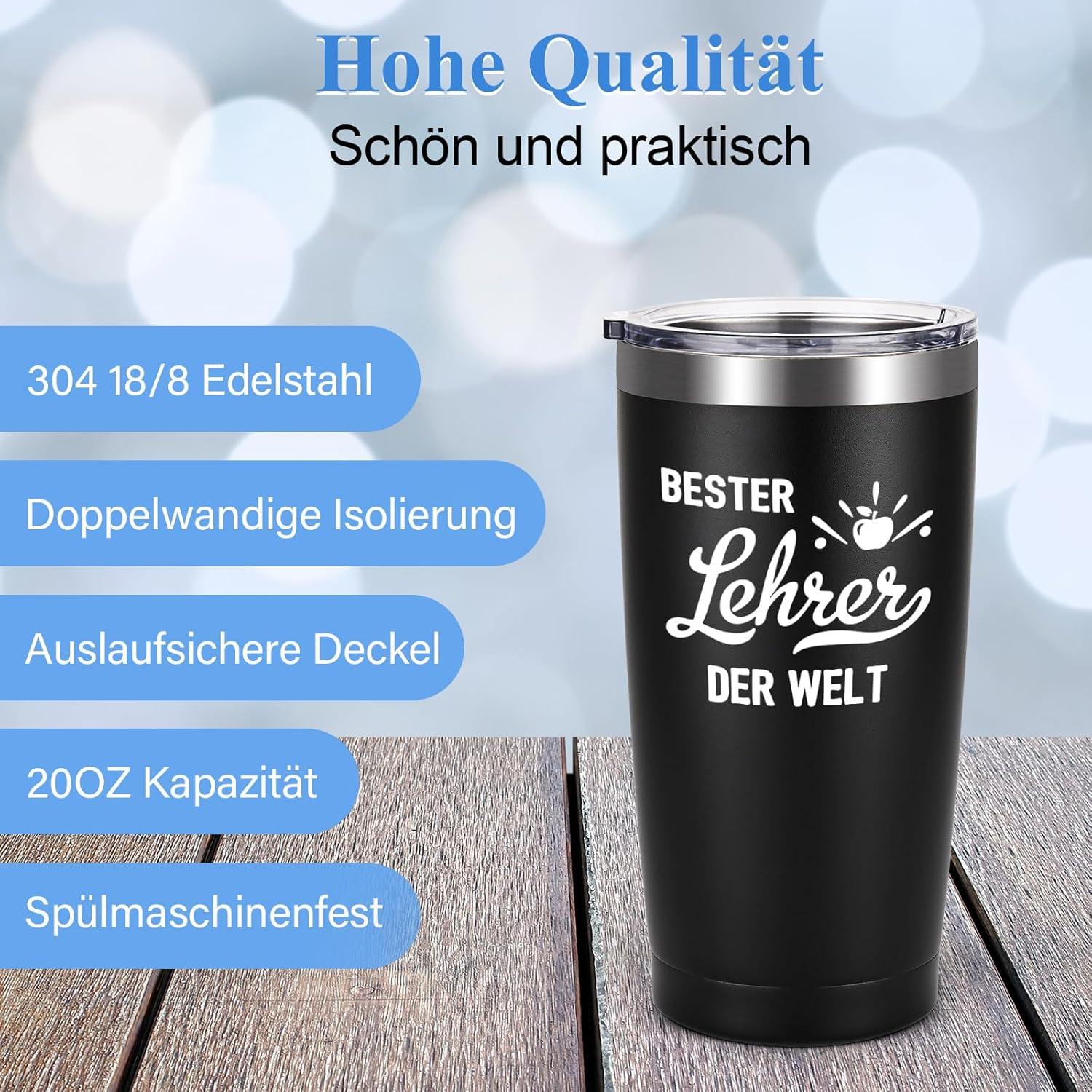 Livole Lehrer Geschenk Abschied Edelstahl Weinbecher 600ml
